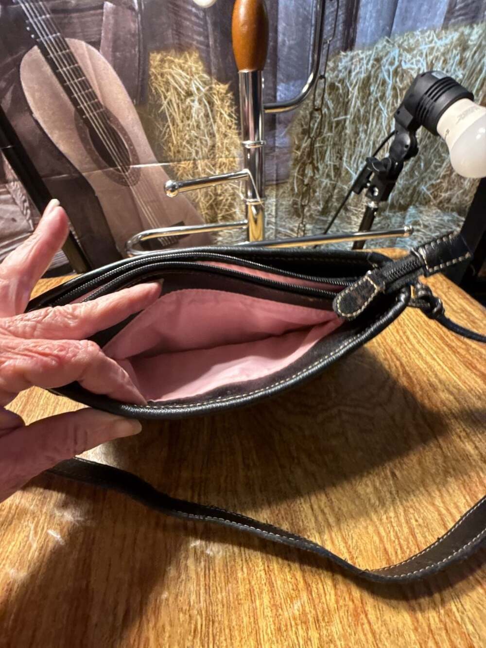 Liz Claiborne Black Faux Leather Crossbody Bag